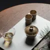 Rinyu Gui Song Glaseado Amarillo Jengibre Cálido Tazón de Cerámica Hecho a Mano de Dos Piezas con Tapa para Preparar Té Hogareño No Caliente al Tacto Tazón de Té para una Persona