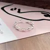 Anel de Nariz de Porco Vazado com Design de Nicho em Prata de Lei S925 para Mulheres, Anel Aberto Empilhável de Estilo Coreano Simples e Único
