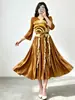 Vestido de cruce fronterizo europeo y americano Issey Miyake, corte A, ceñido a la cintura con cintas, adelgazante, con ribete de volantes, vestido elegante y con estilo