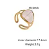 Anillo Abierto Transfronterizo Simple y Elegante para Mujer, Diseño Geométrico con Esmalte, Chapado en Oro de 18 Quilates, No se Desvanece, Anillo Único de Acero Inoxidable