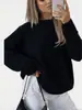 Suéter de punto casual holgado de color liso, nuevo europeo y americano, para mujer, otoño e invierno, cuello redondo, talla grande, suéter de punto trenzado