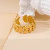 Anillos Abiertos Retro de Acero Inoxidable de Venta Caliente Transfronterizos Europeos y Americanos, Anillos Versátiles de Moda para Mujer de Lujo Ligero Chapados en Oro de 18 Quilates al por Mayor