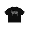 Camiseta Nanxia Estilo Americano com Estampa de Letras Desgastada de Manga Curta, Novo Estilo de Verão, Camiseta Solta e Versátil de Manga Meia-Manga para Casal