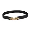 Cinturón Elástico Simple Transfronterizo con Cintura Elástica para Mujer con Falda Decorativa, Cintura, Hebilla de Hoja Pequeña, Cinturón Fino