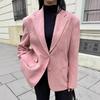 2025 primavera nuevo sentido de diseño de moda europeo y americano suelto rosa gamuza chaqueta de traje venta al por mayor transfronteriza ropa de mujer