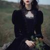 Vestido Negro de Terciopelo Estilo Hepburn Ropa de Invierno para Mujer 2026 Nuevo Vestido Vintage de Cumpleaños