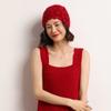 Cachemira Suave Otoño e Invierno Nuevo Estilo de Moda Simple para Mujer Color Puro Crochet Doble Capa Recorte Baotou Elegante Gorro de Punto