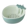 Cesta de drenaje de doble capa, suministros de cocina, lavado de verduras, cuenco de fruta hueco azul Amoy, cesta de fruta para el hogar, cesta de arroz de cocina