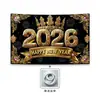 Fondo navideño personalizado para fábricas transfronterizas, decoración de ambiente festivo, personalización de banner de Año Nuevo 2026 para interiores