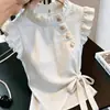 Blusa Elegante de Estilo Francés con Mangas Volantes para Mujer, Nueva de Verano 2026, Madura y Elegante, Top Impresionantemente Hermoso