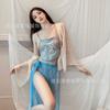 Lingerie sexy saia de gaze de chiffon antigo palácio barriga sexy vento cos hanfu tentação peito pequeno flertando terno mulheres