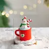 Decoração de Natal transfronteiriça, boneco de neve de resina e Papai Noel, caneca pintada, ornamento de mesa, decoração criativa para arranjo de atmosfera natalina