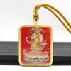 Acero de Titanio Thangka Doble Cara Pintado a Mano Arena Mineral Dorada Wuye Doce Signos del Zodíaco Santo Patrono Cinnabar Colgante de Collar Thangka