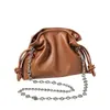 Bolso de Mujer de Piel Genuina 2025 Estilo Nuevo Gama Alta Casual Versátil Cierre de Cordón Textura Bolsa de la Suerte Bolso de Hombro Único Cruzado Bolso de Mujer