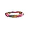 Pulseira de Turmalina Natural Feminina Multi-Círculos Cor Doce Arco-Íris Turmalina Melancia Contas de Punho Contas Espalhadas Pulseira de Três Círculos Joia