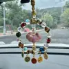 Colgante de coche colorido estilo templo con cristal y vidrio de cinco colores, candado de paz de brocado Song, decoración de coche, amuleto de la fortuna