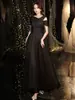 Vestido de Noche con Lentejuelas Estrelladas, Elegante y Lujoso, Estilo de Nicho, Vestido de Anfitriona para Reunión Anual Estilo Francés, Vestido para Examen de Arte