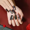 Uñas Portátiles de Navidad Copo de Nieve Amor Brillo Manicura Uñas Postizas Cortas Almendra Mariposa Uñas Largas Europeas y Americanas Venta al por Mayor