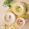 Auténtico Set de Vajilla Cerámica de Crayon Shin-Chan y Chibi Maruko-Chan con Alto Valor Estético, Lindo y Adecuado para Uso Doméstico, Incluyendo Tazones para Ensalada, Platos y Cucharas