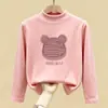 Roupa térmica feminina com forro de fleece, novo estilo outono e inverno 2026, segunda pele infantil de manga comprida, camiseta interna escovada para meninas