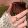 Anillo de Moneda de Cinco Emperadores Hueco Dorado para Mujer, Estilo Nuevo, Lujo Ligero, Sensación de Alta Gama, Anillo para Dedo Índice, Diseño de Nicho, Apertura Ajustable
