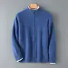 Baicai Rong Nuevo Otoño/Invierno Cardigan de Punto Grueso 100% Lana Pura Chaqueta Casual con Cremallera de Cuello Semi-Alto para Hombre