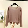Nova camiseta de fleece dupla face com manga longa para outono e inverno para mulheres, com camada interna térmica, blusa de base tipo pulôver quentinha de gola redonda, top térmico