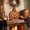 Nuevos adornos de calabaza, fantasma y gato negro de madera de Halloween transfronterizos para decoraciones de vacaciones de habitación y mesa, manualidades de madera