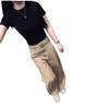 25070 Big Aimei Yiyuan 2025 Verano Nuevo Color Sólido Slim Fit Camiseta de Manga Corta Pantalones Rectos de Cintura Alta Estilo Occidental Mujeres