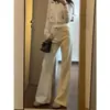 Jeans acampanados color blanco roto para mujer, nuevo estilo primavera/otoño 2026, de cintura alta, adelgazantes, con caída, no ajustados, pantalones de pierna recta con campana