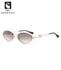 Gafas de Sol Ovaladas de Metal de Gama Alta con Media Montura, Gafas de Sol de Moda Transfronterizas Europeas y Americanas para Mujer, Protección Solar y Protección UV