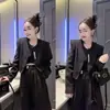 Conjunto de Traje Casual Estilo Chino para Mujer Moda Otoño Temperamento Elegante Chaqueta Estilo Chino Pantalones Rectos de Pierna Ancha Conjunto de Dos Piezas Color Sólido