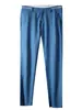 Calça Casual 9Mu para Homens, Estilo Fino Respirável de Verão, Resistente a Amassados, Calça Social Reta de Cintura Média para Homens 24325