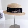 Sombrero de Moda de Rafia con Encaje, de Copa Plana para Mujer, Verano, Estilo Francés, Elegante, Transpirable, Sombrilla, Protección Solar, Sombrero de Paja