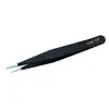 Pinzas de Acero Inoxidable de 1.0 mm Antiestáticas de Precisión Punta Puntiaguda Curvada ESD Empaquetadas para Recoger Diamantes, Extensiones de Cabello, Pestañas y Cejas