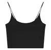 Camisola sin costuras transfronteriza de seda helada con copas incorporadas, top corto para mujer