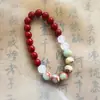 Pulsera de Cuentas de Transferencia de Fortuna de Arena Dorada Púrpura de Mineral Crudo de Cinabrio para Mujeres, Regalo de Año del Zodiaco, Pulsera de Joyería de Bajo Contenido con Cuentas