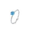 Anillo de Diamantes de Plata Esterlina S925 de Seis Garras Anillo de Circón Azul Anillo de Lujo Ligero de Alta Gama Super Brillante Joyería de Amazon