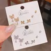 Novo Produto 2025 Pingente de Laço Exquisito Zircônia Três Pares de Brincos Clássico Versátil Conjunto de 6 Peças de Brincos e Brincos