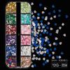 Juego de lentejuelas con purpurina para decoración de uñas, degradado en polvo, azul y morado, 123 mm, esmalte de uñas mixto, pegamento para joyería, material de gota