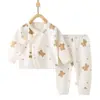 Traje de bebé dividido, ropa de otoño para bebé, calzoncillos largos, ropa interior de algodón puro para recién nacidos, ropa de primavera y otoño con tirantes sin hueso, ropa de monje
