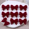 Coreano Dulce Otoño e Invierno Felpa Borgoña Lazo con Perlas Tocado Pendientes DIY Joyería Accesorios Hechos a Mano Venta al por Mayor