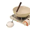 Pala Larga para Champiñones de Acero Inoxidable Espátula para Wok de Madera Maciza Cuchara Doméstica de Mango Largo Espátula Espesa de Cocina Cuchara para Sartén Cucharón de Sopa Pala de Madera