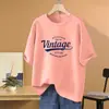 Camiseta de Algodón Puro de Verano de Manga Corta de Longitud Media para Mujer, Talla Grande, Corte Holgado, Cubre los Glúteos, Oculta el Vientre, Efecto Adelgazante, Top de Tallas Grandes