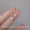 Pendientes de borla de plata de ley s925 con circonita, diseño japonés mini simple de moda de lujo ligero apilables, pendientes al por mayor transfronterizos