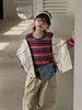 Chaleco con Costuras Visibles de Estilo Coreano para Niños Primavera y Otoño 2026 Chaleco sin Mangas Casual Versátil Unisex Blanco