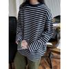 Louvu Primavera Nuevo Estilo Japonés Retro Estilo Casual Edición Grande Suéter de Punto Rayado Flexible Holgado Adelgazante Top para Mujer