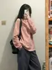 Camiseta básica lisa de manga larga azul oscuro, holgada, moderna, capa base casual de otoño, algodón peinado puro de Xinjiang, peso pesado, cuello redondo
