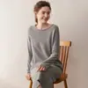 Suéter de Cachemira para Bebé con Pedrería para Mujer, Cuello Redondo, Corte Holgado, Suéter Pullover Suave y Versátil, Base de Punto con Borde Enrollado Sin Costuras