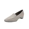 Versión de Piel de Oveja~Moda Versátil Simple Punta Cuadrada Pequeña Temperamento de Viaje Versátil Zapatos Pequeños de Cuero Mocasines Casuales para Mujer